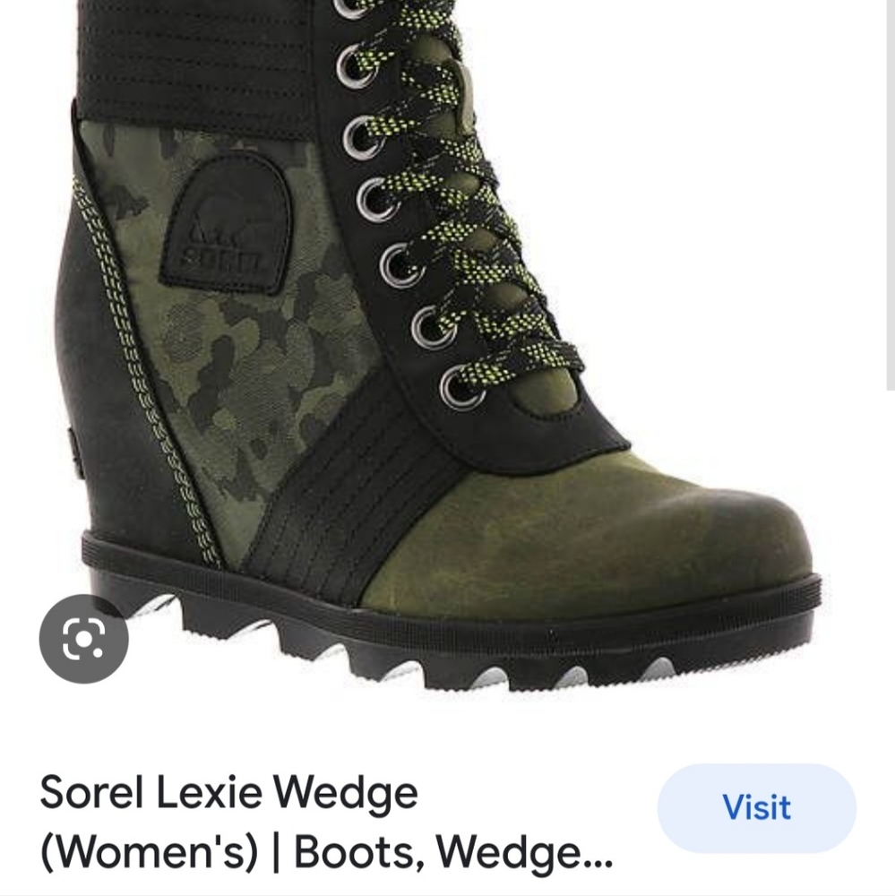 IN SEARCH OF SOREL CAMO LEXIE WEDGE BOOTS